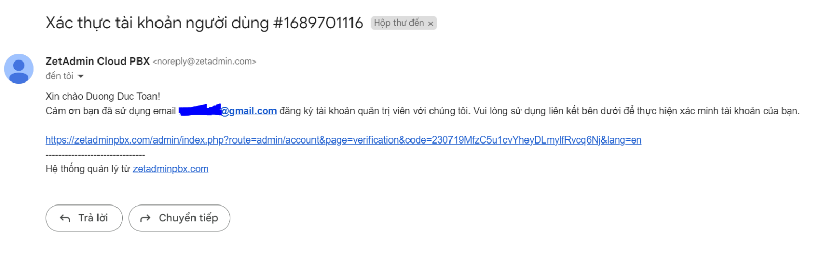 xác thực tài khoản email